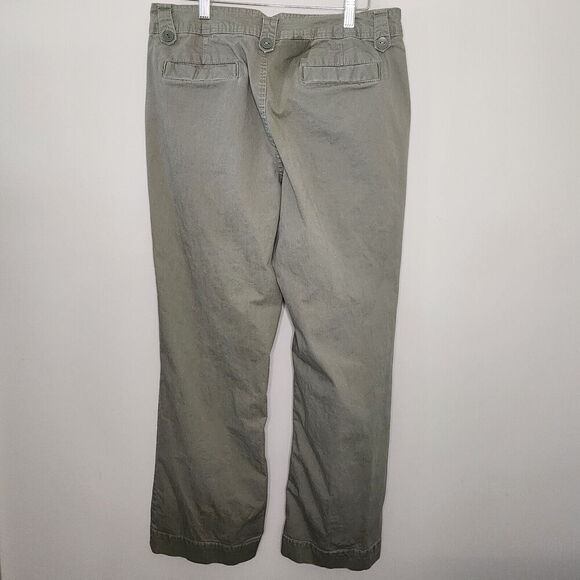 Bill Blass Stretch Wide Leg Green Trousers Chinos Women's Size 12 - Picture 2 of 5